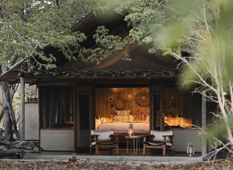 Exterior of a luxury tent at Wilderness Little Makalolo.