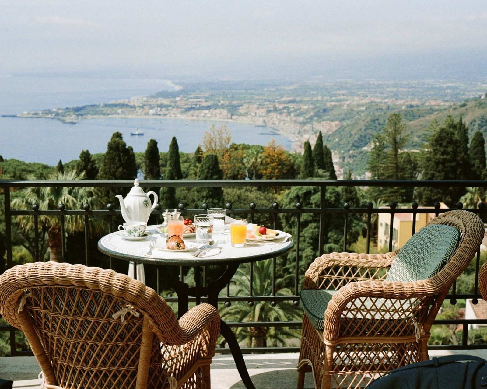 Breakfast table on the terrace at Belmond Grand Hotel Timeo