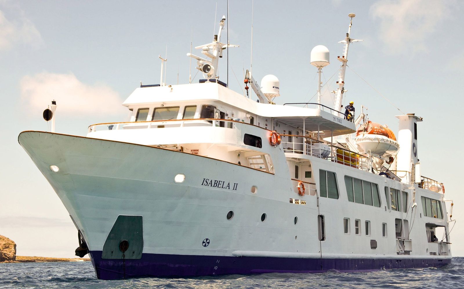 Isabela II yacht moored at sea in the Galapagos Islands, Ecuador