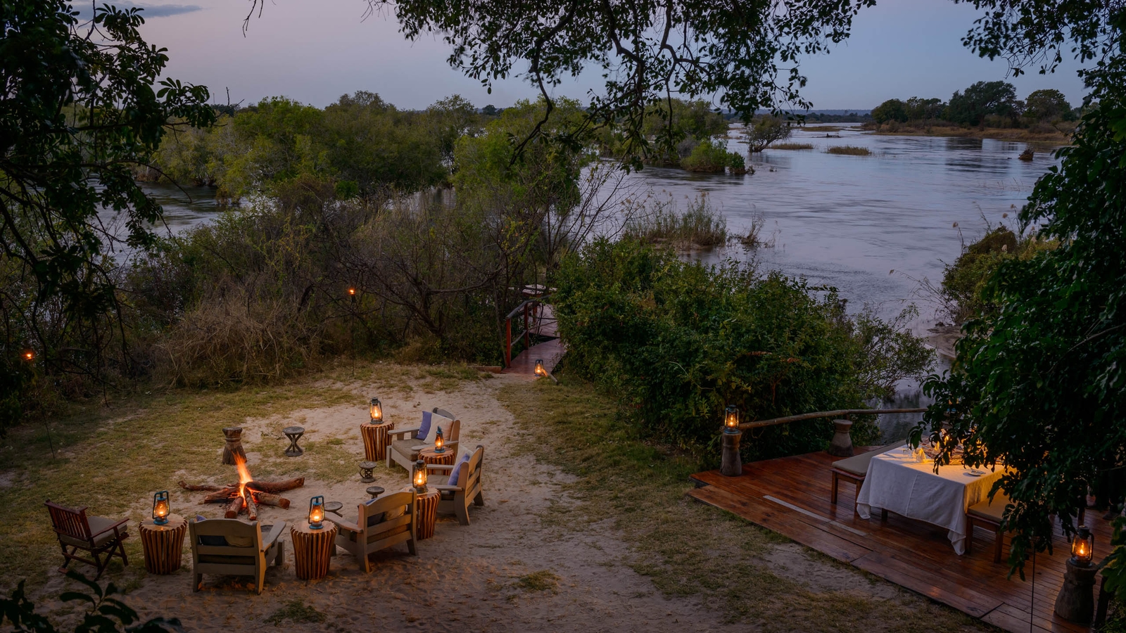 Sindabezi Island, part of Tongabezi Lodge. Victoria Falls. Livingstone. Zambia
