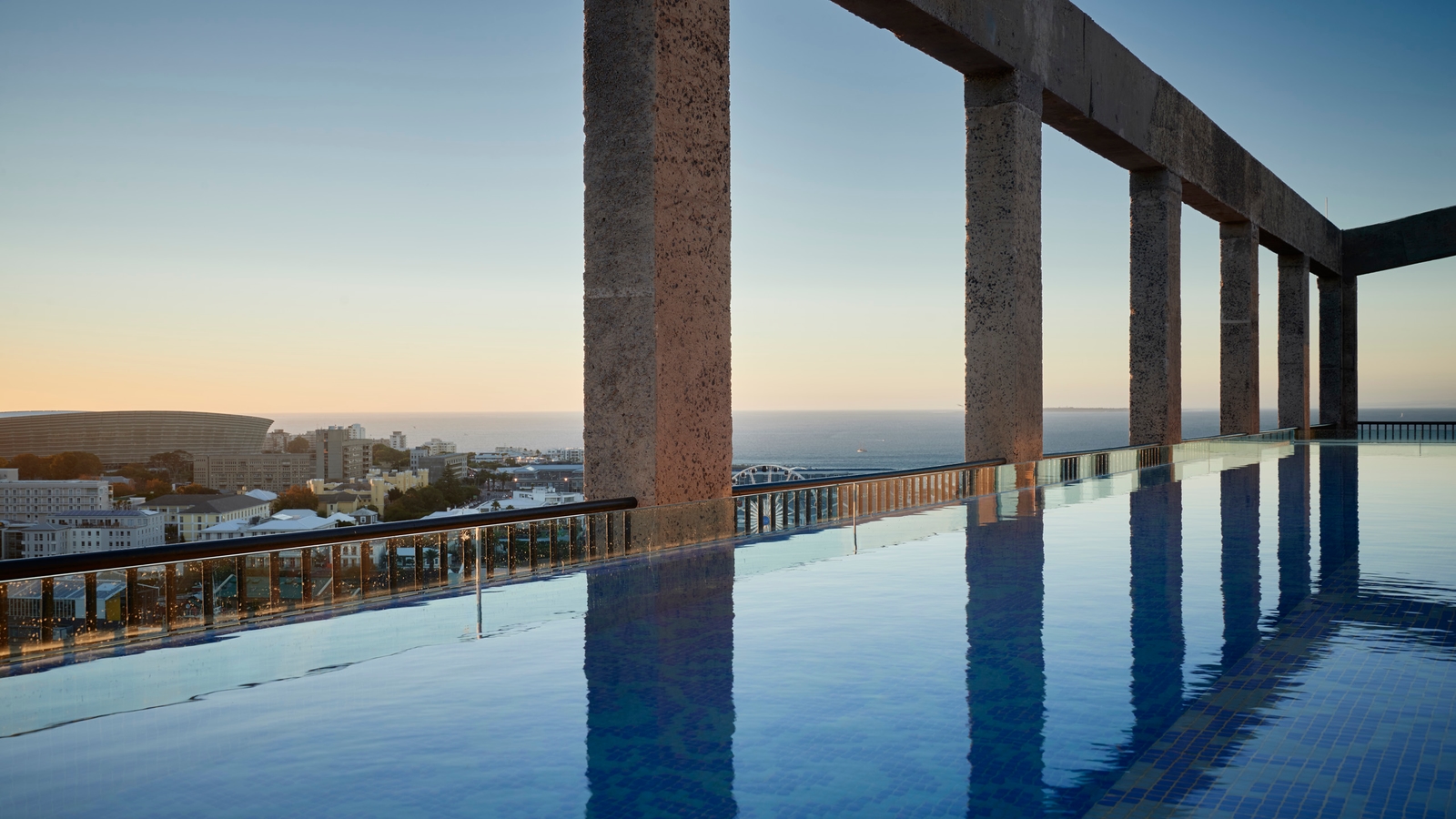 The pool and view at The Silo, Cape Town, South Africa
