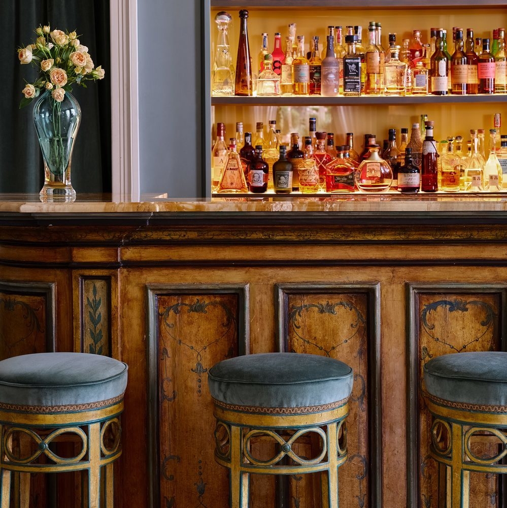 Bar stools at the bar at Grand Hotel Miramare