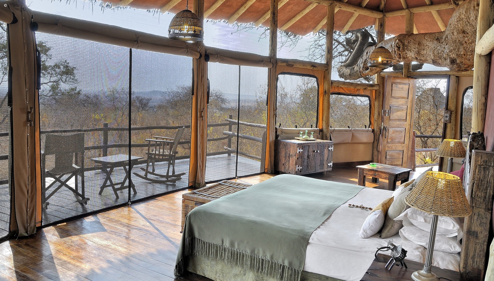 Bedroom interior, Tarangire Treetops, Tarangire National Park, Tanzania
