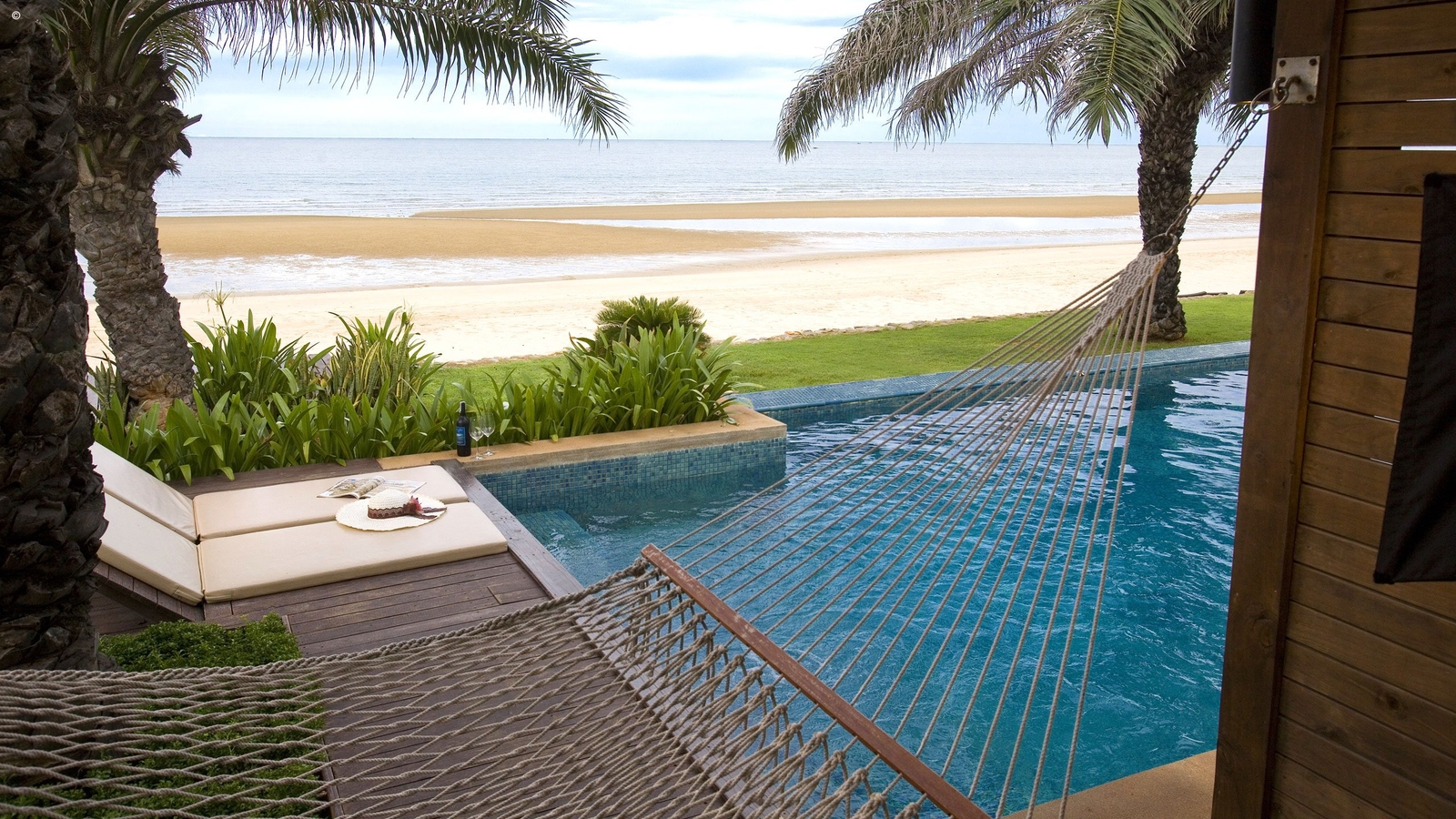 Hammock and pool, The Aleenta Pranburi, Cha Am and Hua Hin, Thailand