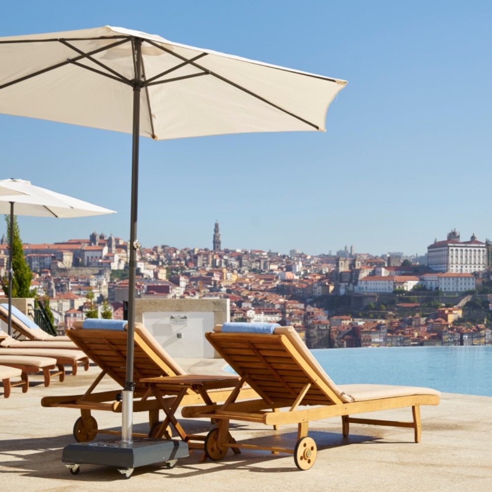 Sun loungers beside a pool at The Yeatman hotel