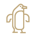 Jacada Travel Vector art of a penguin drawn in bold gold lines