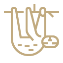 Jacada Travel vector art of a sloth drawn in bold gold lines