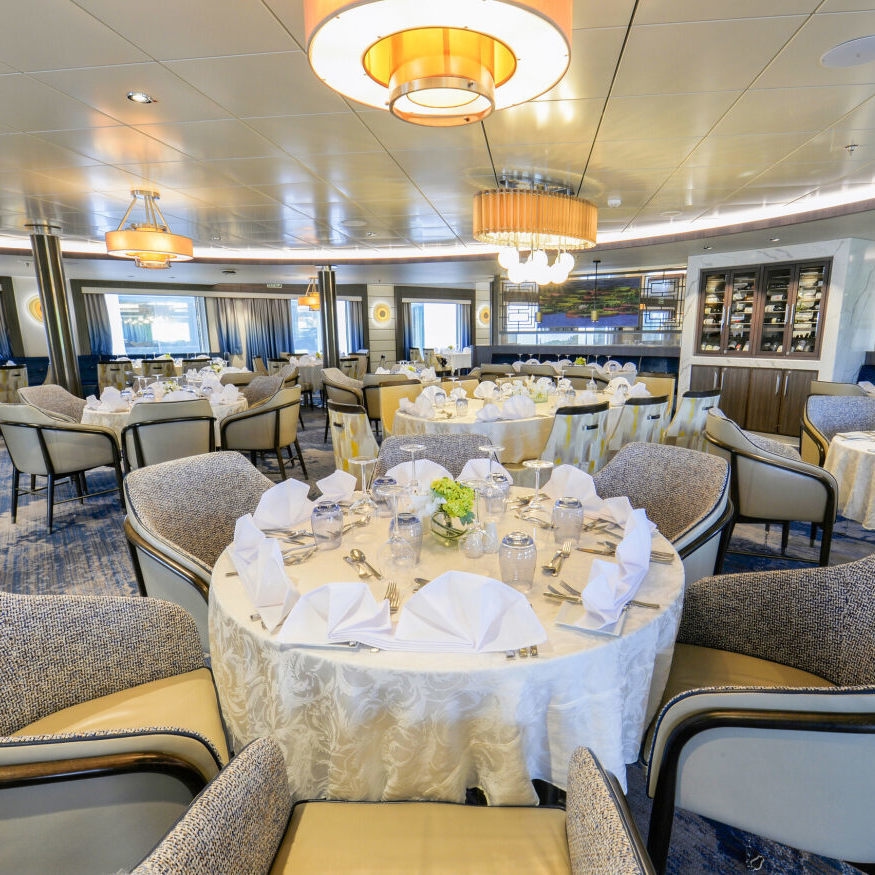 A dining area on the Ocean Explorer.