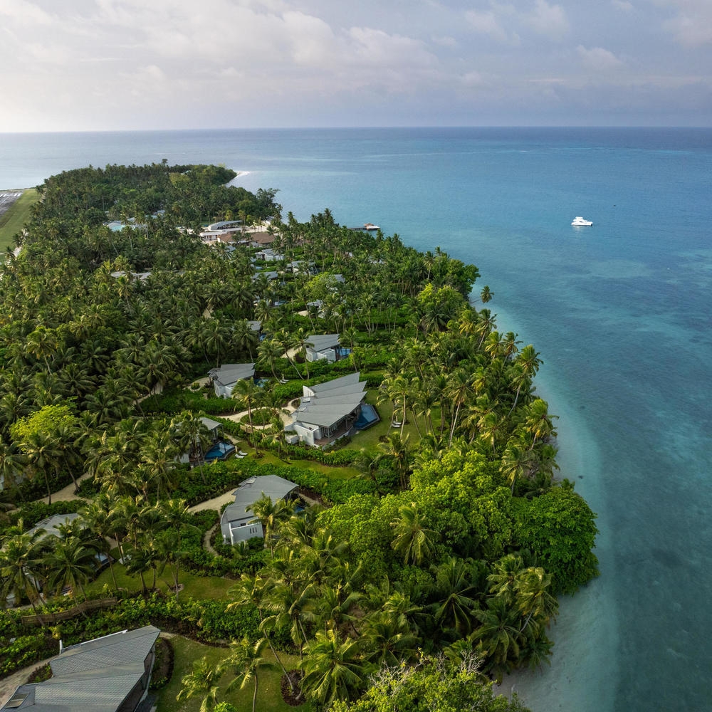 An aerial view of Platte Island in the Seychelles.