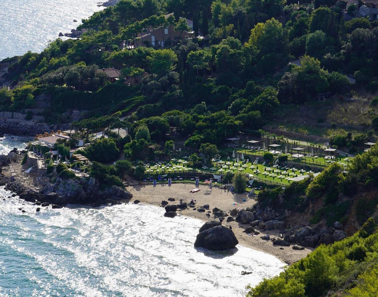 An aerial view of La Roqqa's beach club.