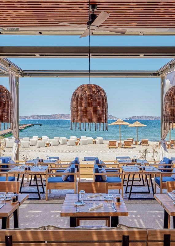 dining at W Costa Navarino with incredible views of the ocean