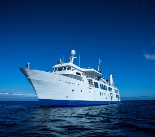 Isabela II yacht moored at sea in the Galapagos Islands, Ecuador