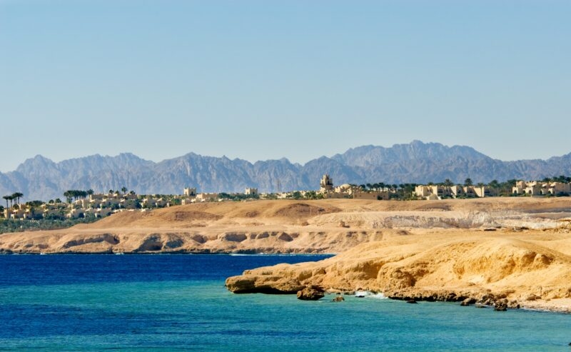 Sandy and rocky coastline of Sharm El Sheikh, Egypt
