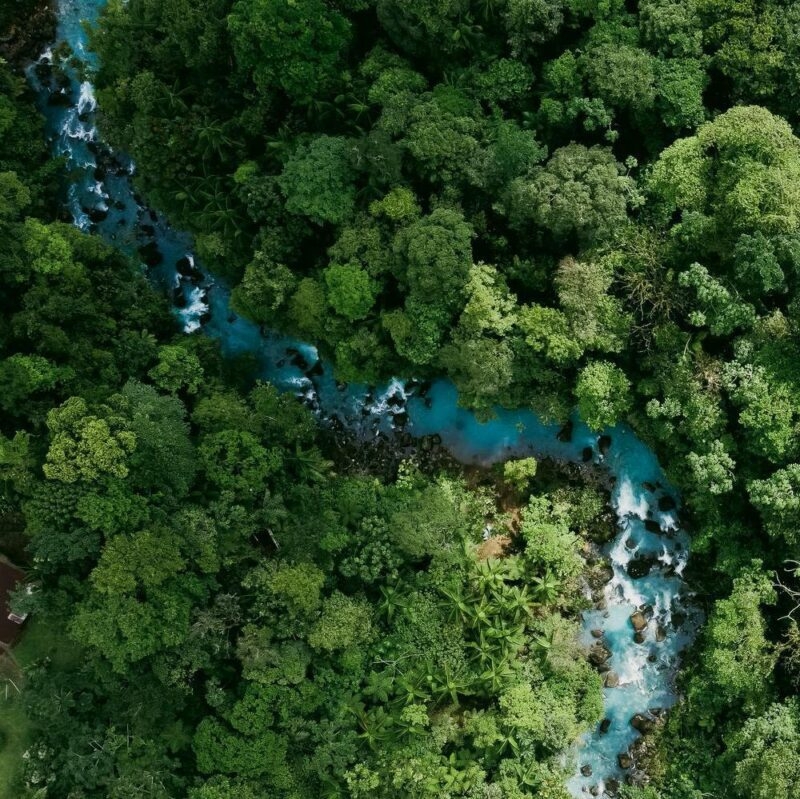 Aerial view of the forest around Rio Celeste, Costa Rica