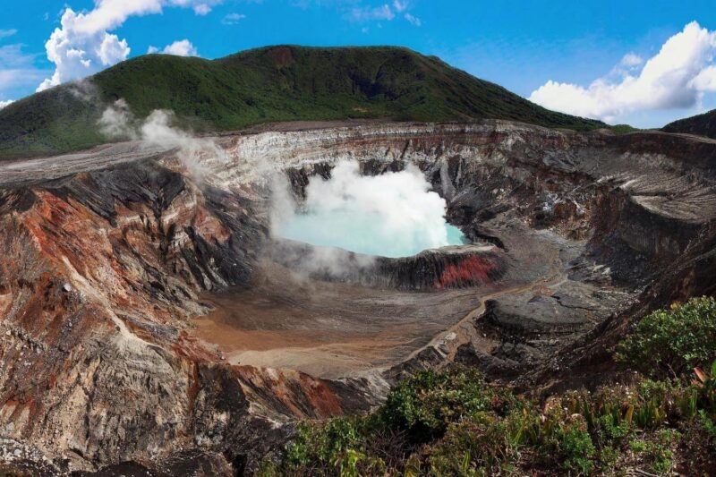 The crater of Poas Volcano in Costa Rica