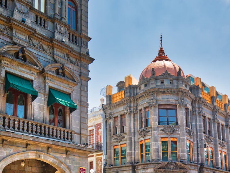 Ornate buildings in Puebla, Mexico