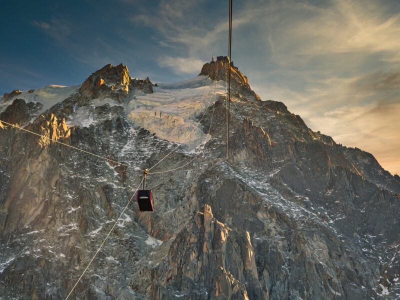 Cable Car from Chamonix to the summit of Aiguille du Midi.