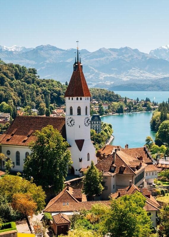 Thun cityspace with Alps mountain and lake in Switzerland