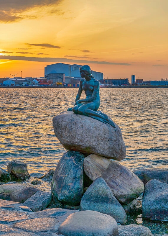 visit the Little Mermaid Statue during sunset Copenhagen Denmark