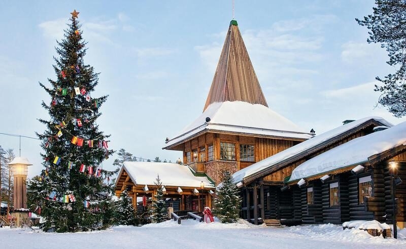 Santa Claus Village with Christmas tree Lapland
