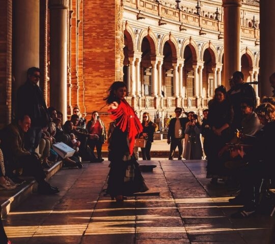 An outdoor flamenco performance in Spain