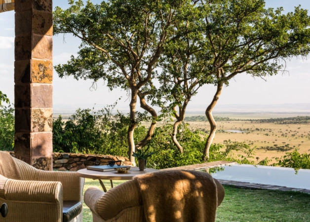 The view of the wide open plains of Singita Grumeti, Tanzania, from the comfort of a luxurious veranda.