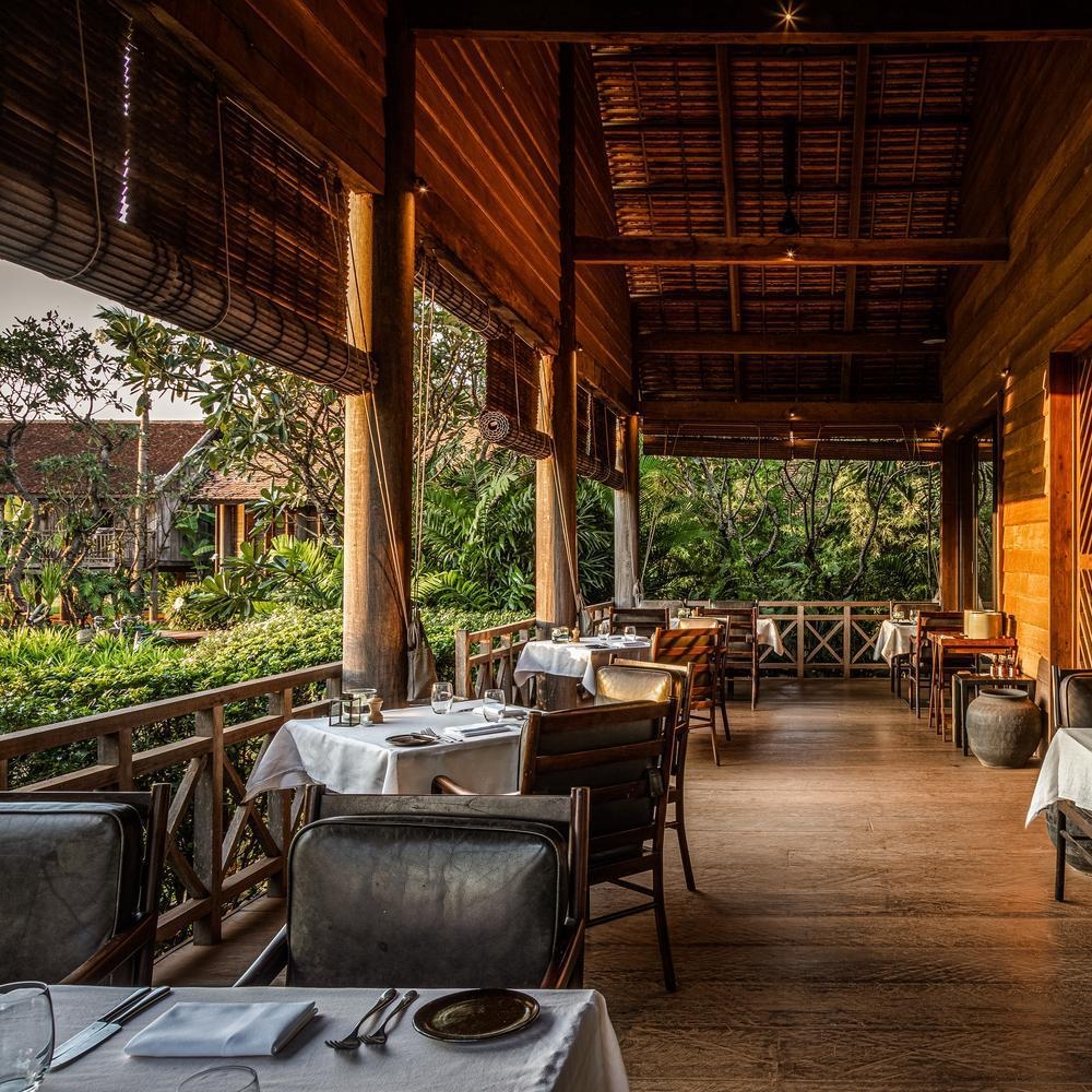 Seating in the Hang Bay restaurant at Zannier Phum Baitang