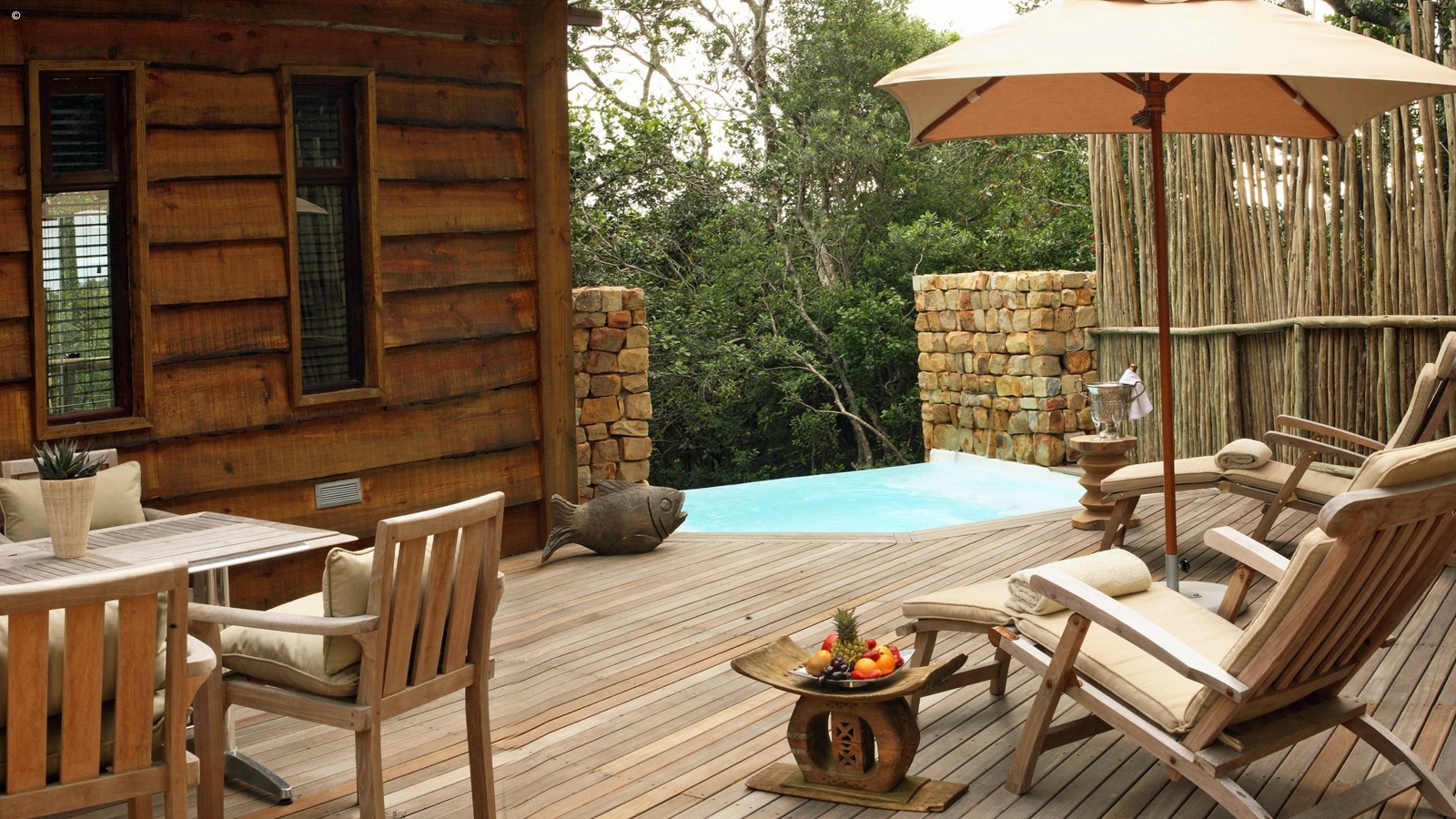 Pool deck, Tsala Treetop Lodge, The Garden Route, South Africa