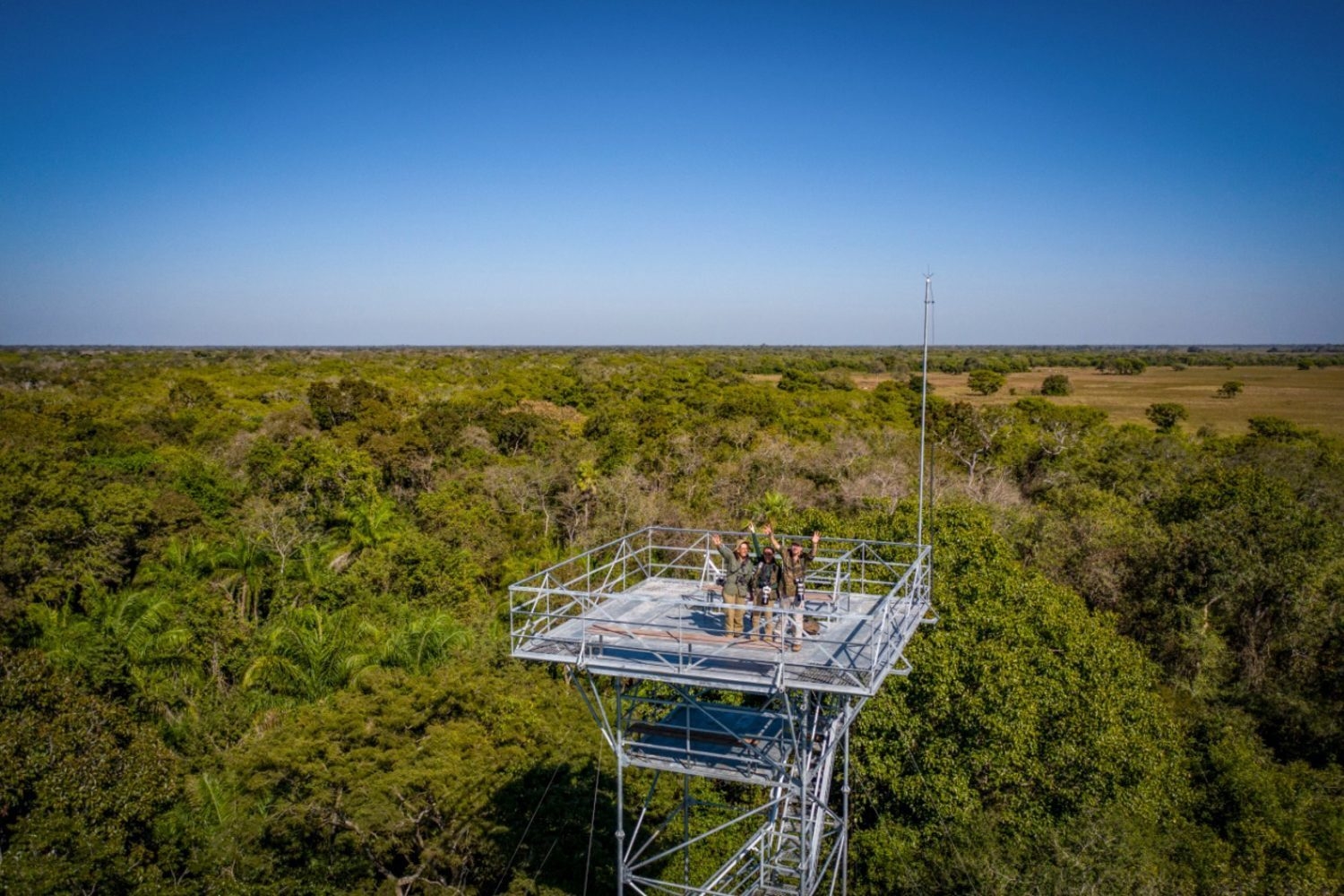 An observation tower at Araras EcoLodge in Brazil