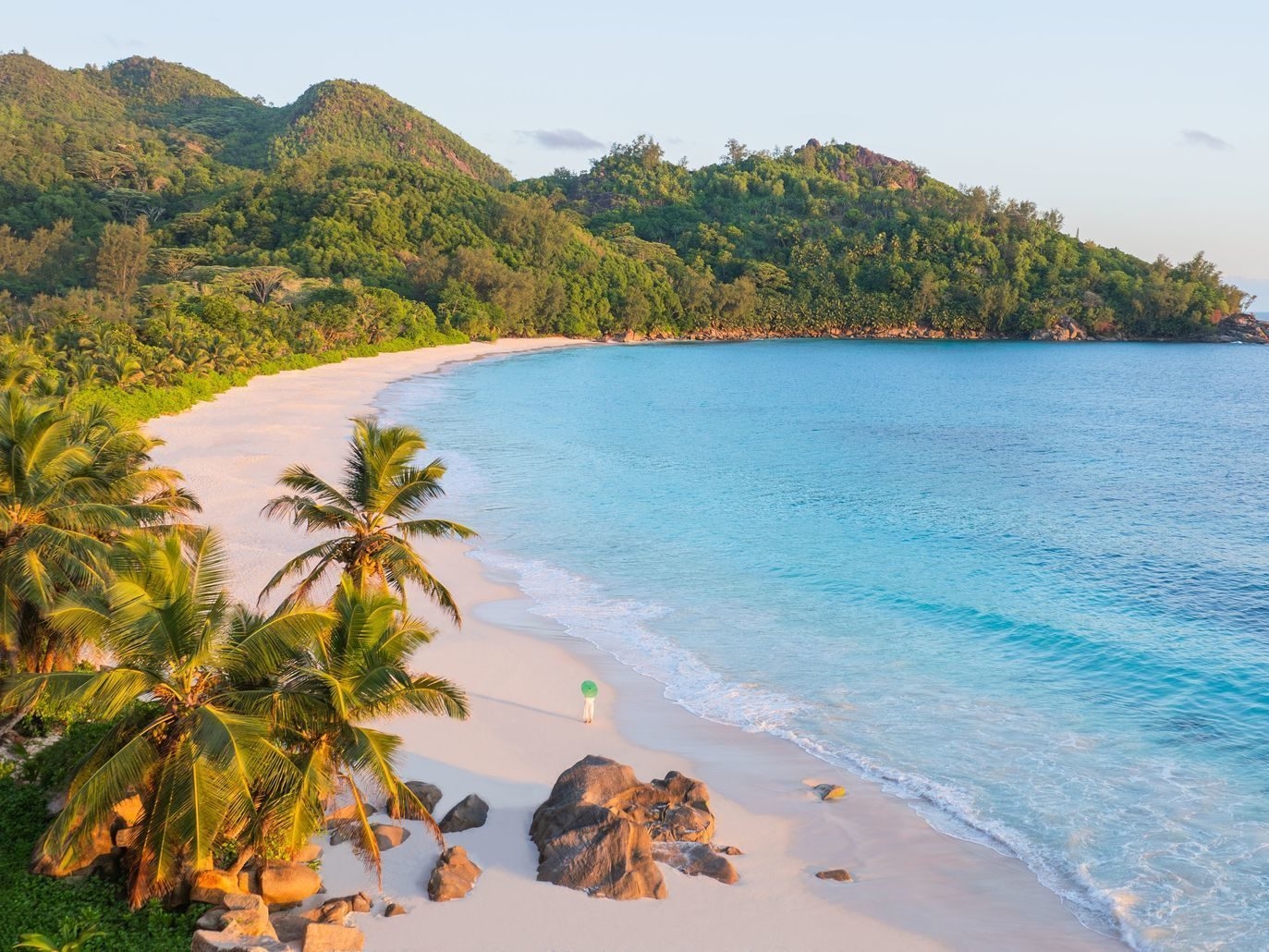 A view of Anse Intendance beach that fronts Cheval Blanc Seychelles.
