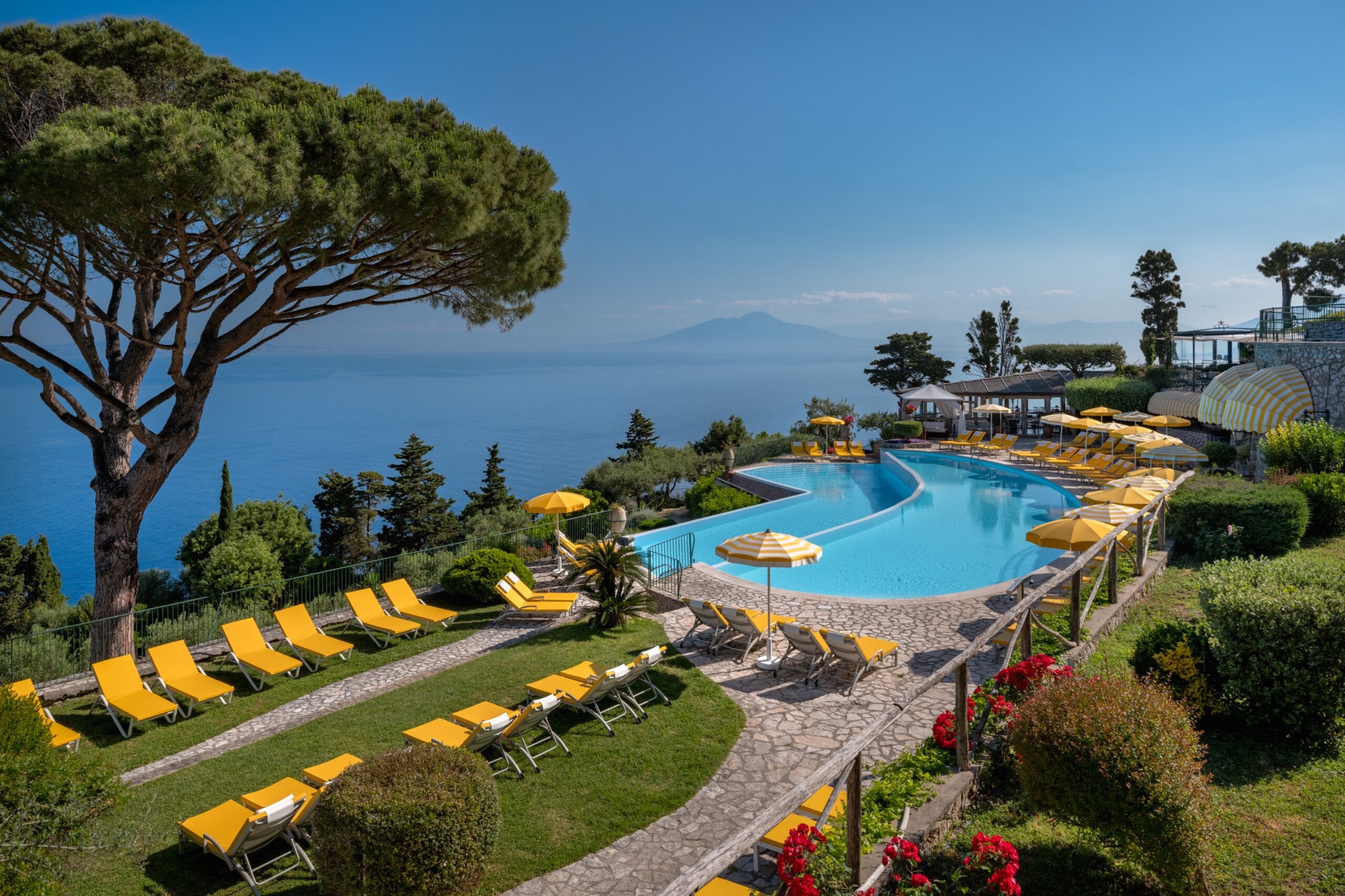 The sea-facing pool area at Hotel Caesar Augustus.
