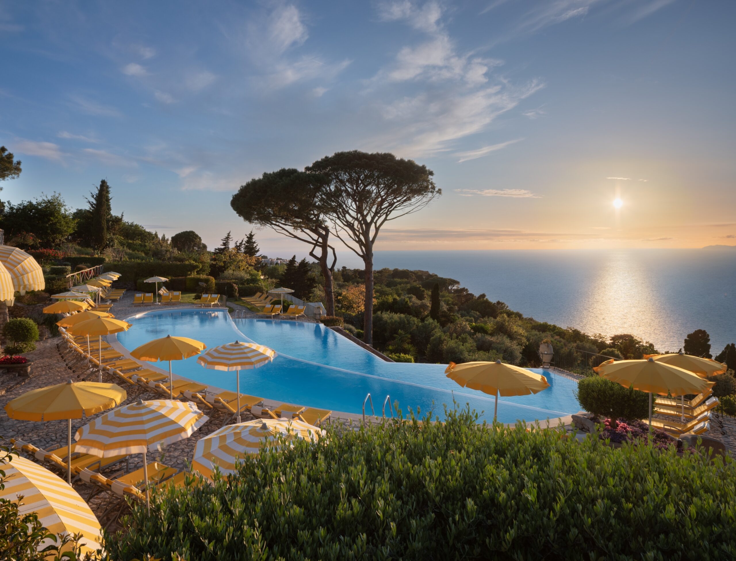 The sea-facing pool area at Hotel Caesar Augustus.