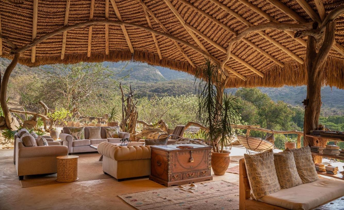 The main gathering area at Sarara Treehouses overlooking the surrounding forest.