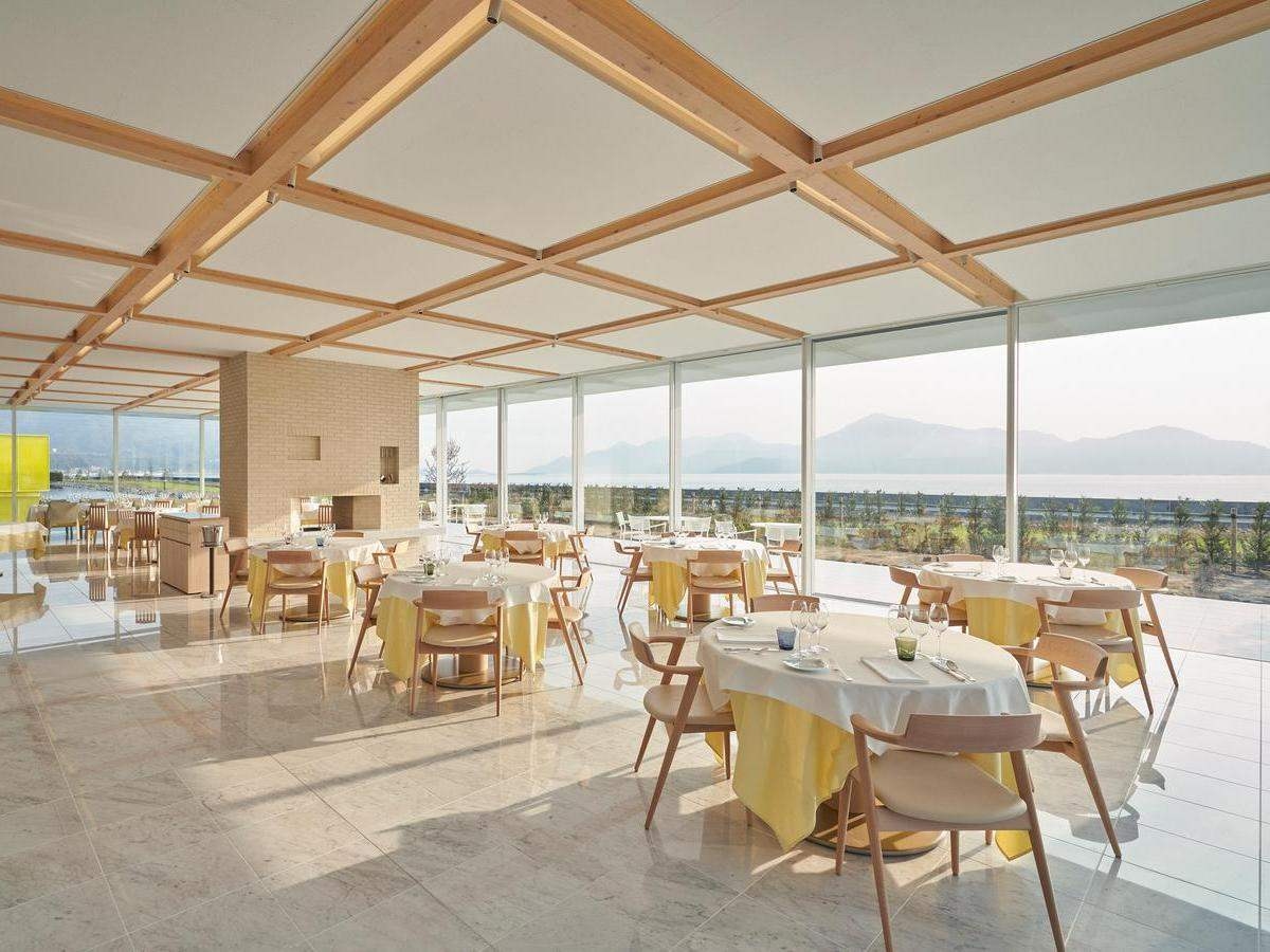 The sun-lit restaurant at Simose Art Garden Villa