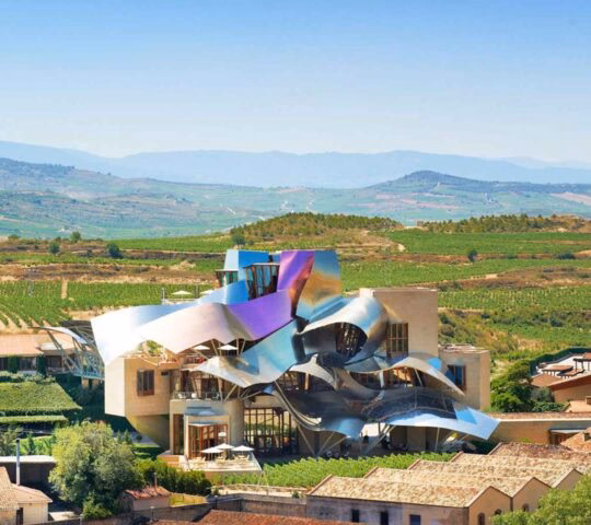 Exterior view, Hotel Marques de Riscal, La Rioja, Spain