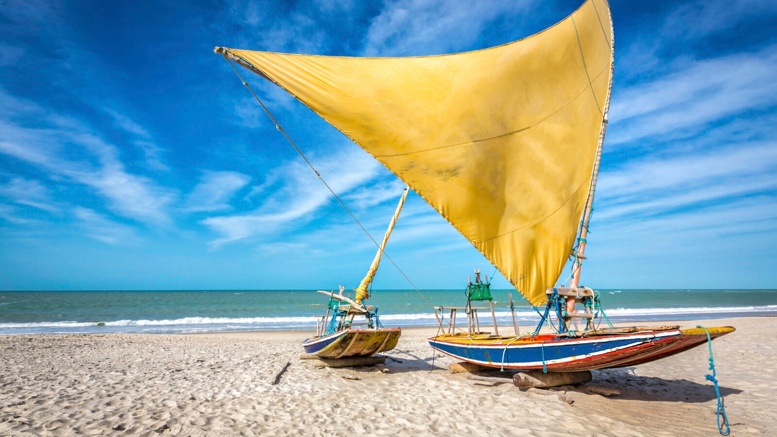 Fishing boat on the beach of Natal, Brazil