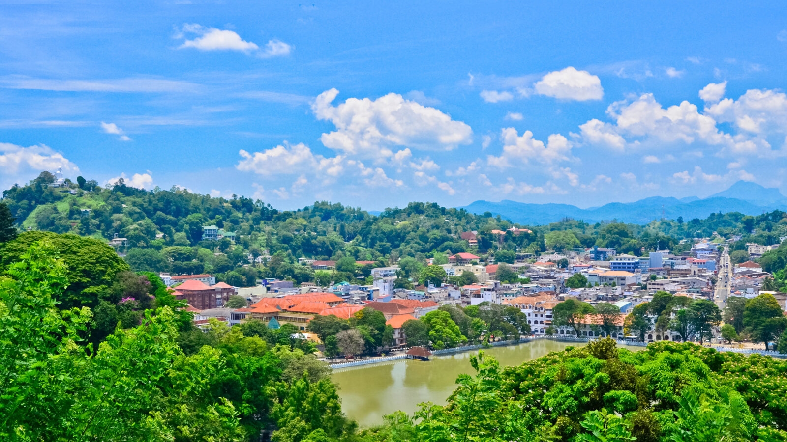 An aerial view of Kandy in Sri Lanka.