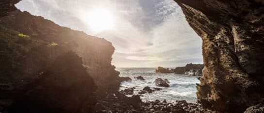 Ana Kai Tangata Cave Sunset Easter Island Rapa Nui Chile