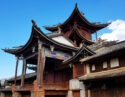 View of the Shaxi market square with the theater, Shaxi, Yunnan, China