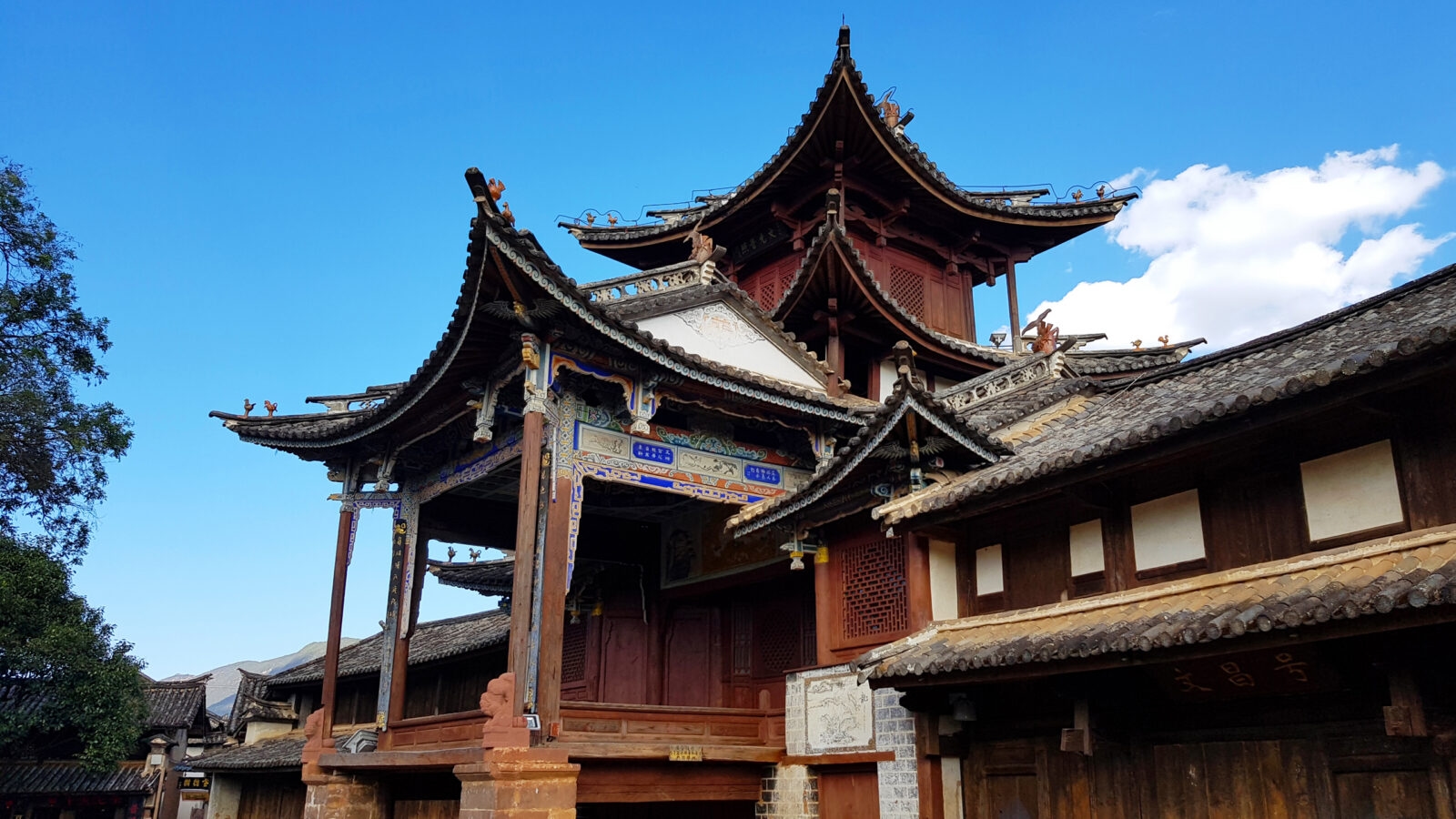 View of the Shaxi market square with the theater, Shaxi, Yunnan, China
