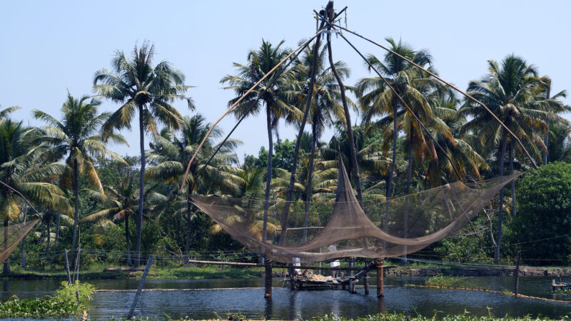Chinese fishing nets. Vembanad Lake, Kerala, South India