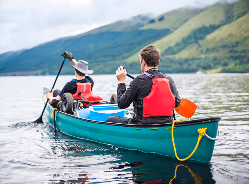 Canoeing Loch Lochy, part of the Caledonian Canal, Fort William, Scottish Highlands, Scotland