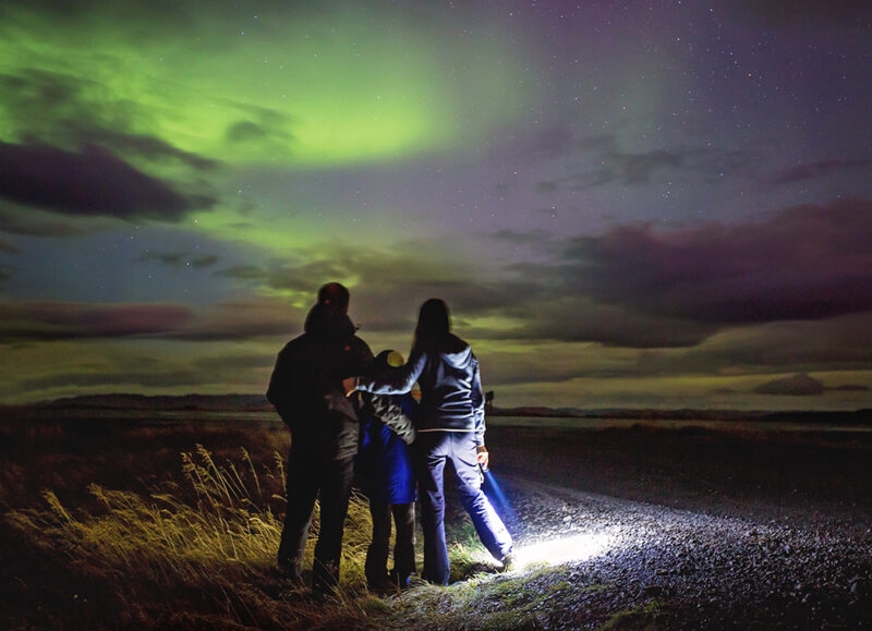 Beautiful landscape with Aurora borealis taken in Iceland