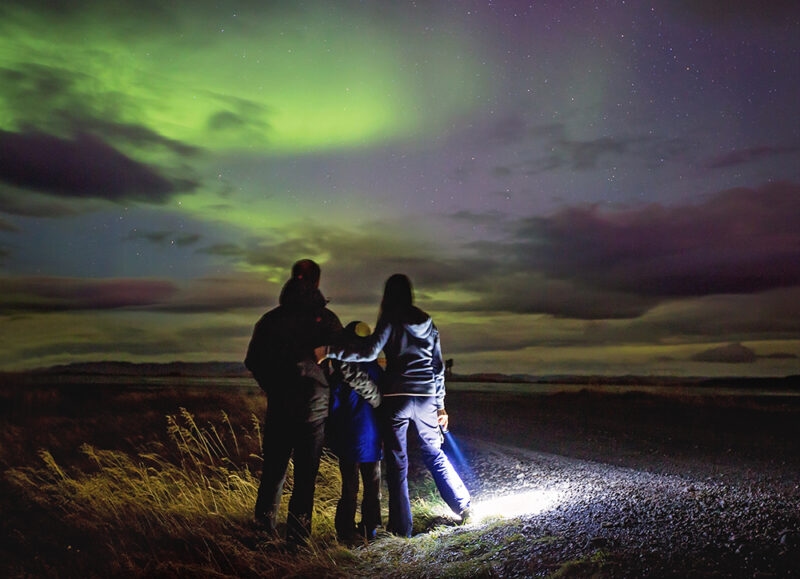 Beautiful landscape with Aurora borealis taken in Iceland