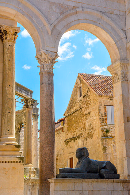 Luxury Grand Tours of Europe - Medieval sculptures of a lion on the Cathedral of St Doimus, Split Croatia