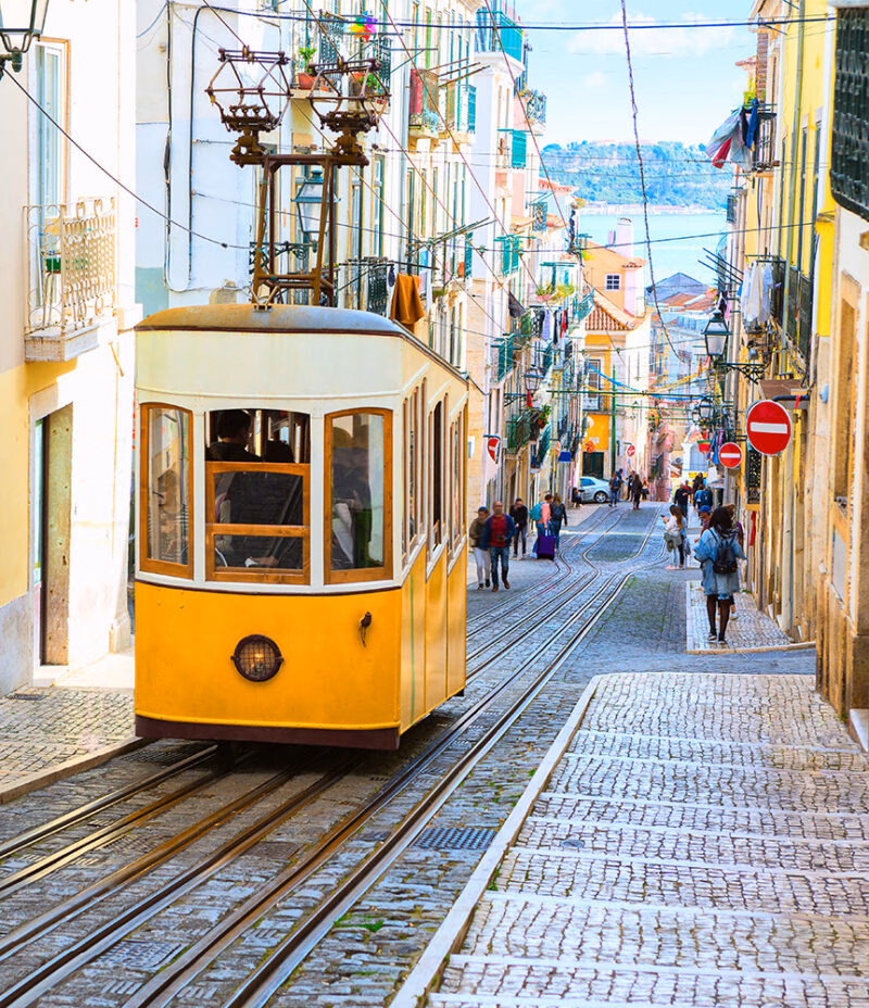 Luxury Grand Tours of Europe - A view of the incline and Bica tram, Lisbon, Portugal.