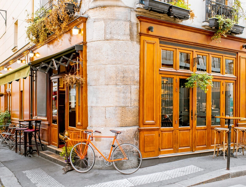 The exterior of a cafe in Paris