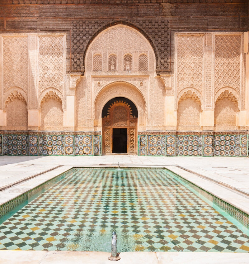 Madrassa Ali Ben Youssef pool Marrakech Morocco