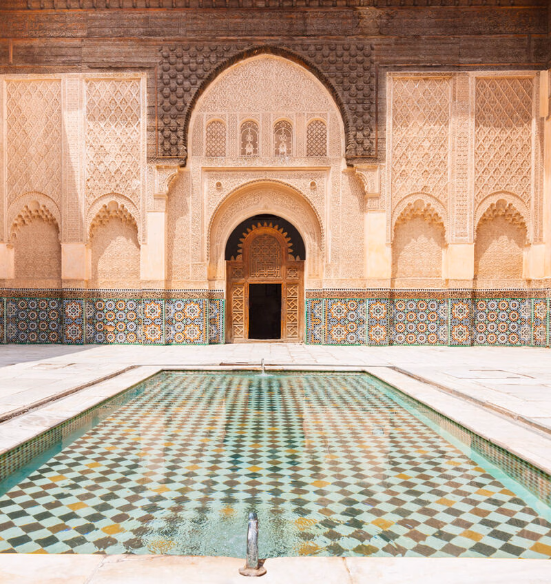 Madrassa Ali Ben Youssef pool Marrakech Morocco