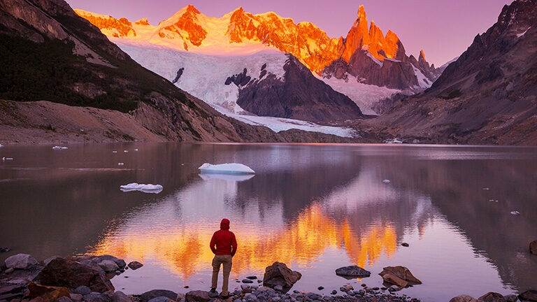 Famous beautiful peak Cerro Torre in Patagonia mountains, Argentina.